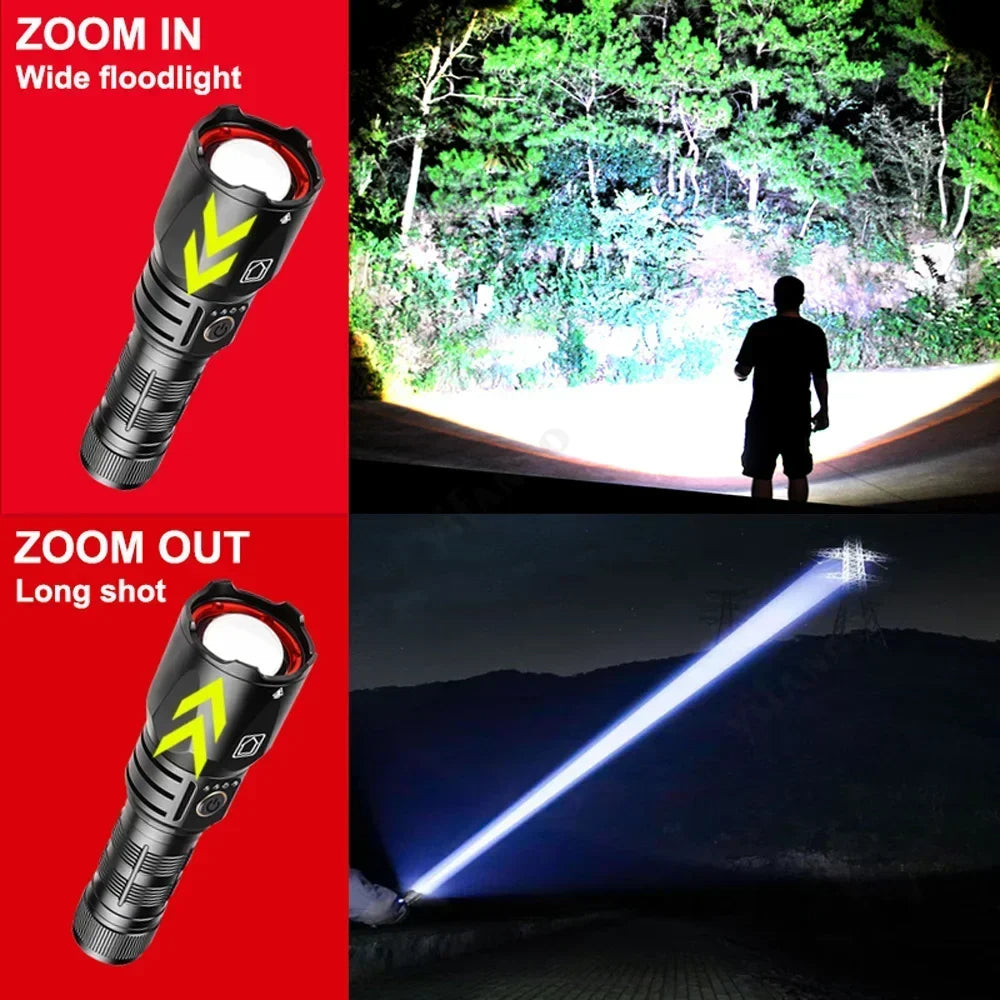 Besjaar zaklamp led oplaadbaar met 5200mAh Batterij - 7800 Lumen - USB-C Oplaadbaar - Waterproof IP65