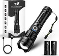 Besjaar zaklamp led oplaadbaar met 2x 5000mAh Batterij - 5000 Lumen - USB-C Oplaadbaar - Waterproof IP65