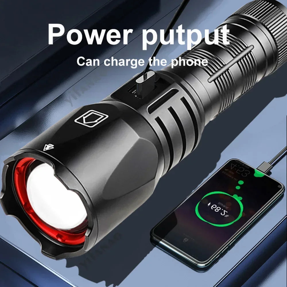 Besjaar zaklamp led oplaadbaar met 5200mAh Batterij - 7800 Lumen - USB-C Oplaadbaar - Waterproof IP65