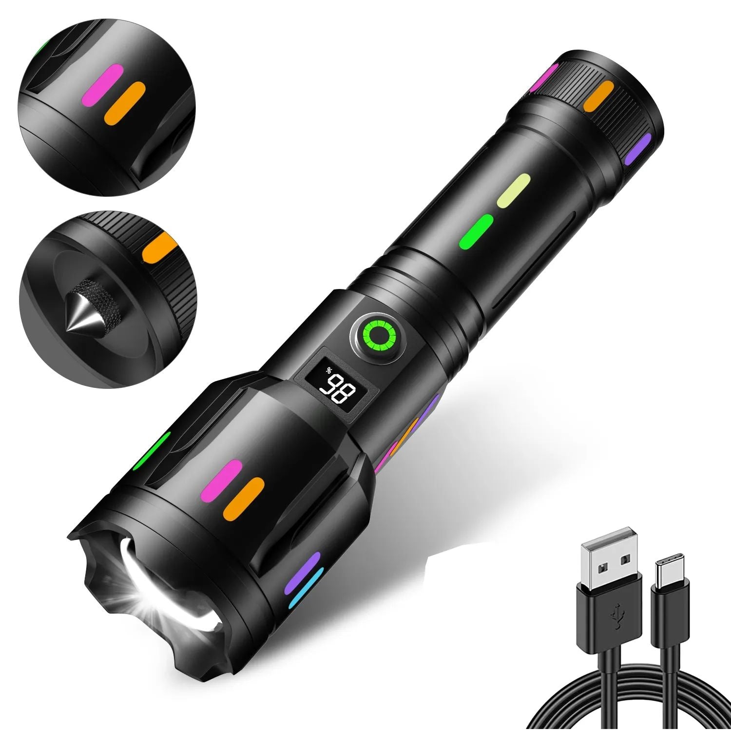 Besjaar zaklamp led oplaadbaar met 5200mAh Batterij - 9000 Lumen - USB-C Oplaadbaar - Waterproof IP65