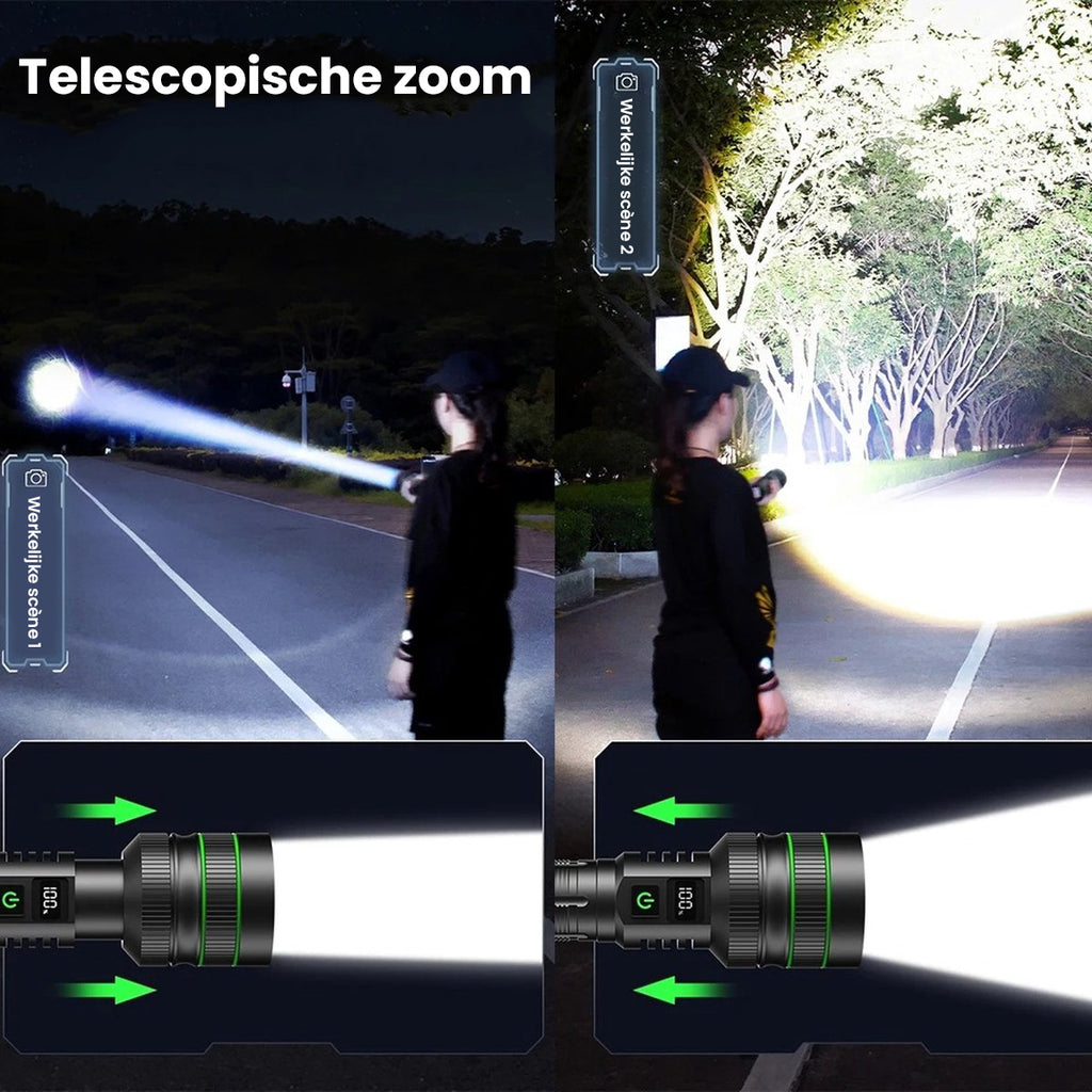 Besjaar zaklamp led oplaadbaar met 5200mAh Batterij - USB-C Oplaadbaar - Waterproof IP65